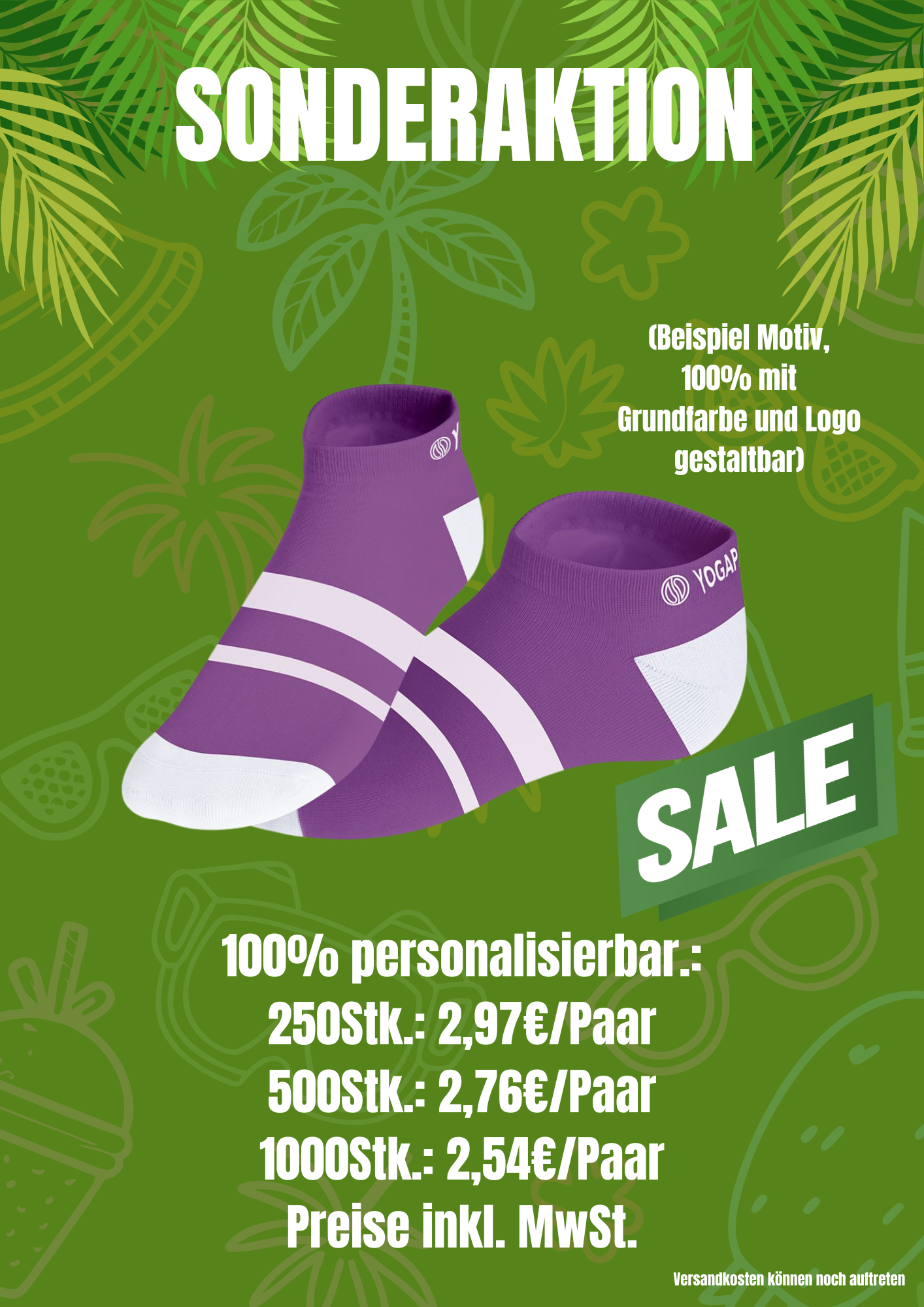 Sonderaktion-Kurze Socken-100% Personalisierbar/ ab 2,54€ inkl. Druck und MwSt.
